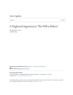 A Neglected Argument in &acirc;&bull;&oelig;The Will to Believe