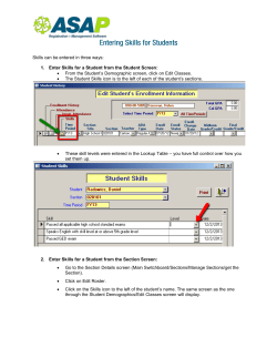 1. Enter Skills for a Student from the Student Screen