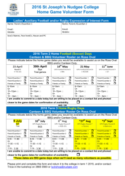 2016 St Joseph`s Nudgee College Home Game Volunteer Form