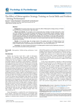 The Effect of Metacognitive Strategy Training on Social Skills and