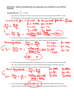 Worksheet – Gases II (Combined Gas Law, Ideal Gas Law, and