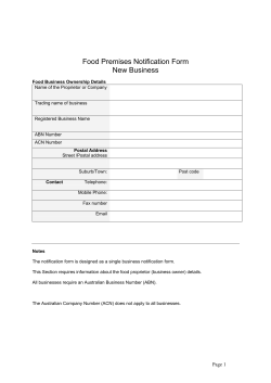 Food Premises Notification Form New Business