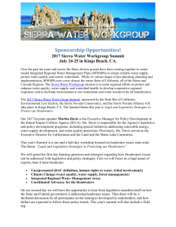 2017 Sierra Water Workgroup Summit July 24