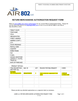 Return Merchandise Authorization Request Form
