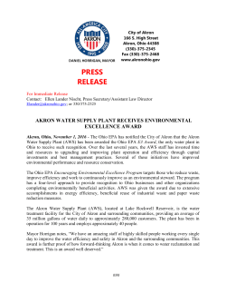 Akron Water Supply Plant Receives