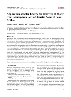 Application of Solar Energy for Recovery of Water from Atmospheric