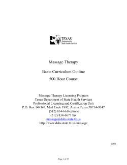 Massage Therapy - Texas Department of State Health Services