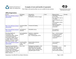 Examples of costs and benefits of ergonomics