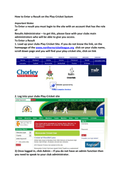 How to Enter a Result on the Play-Cricket System To Enter a result