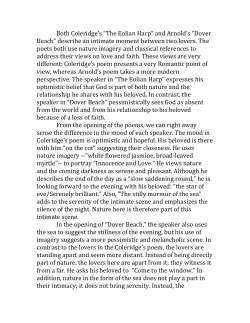 Both Coleridge`s “The Eolian Harp” and Arnold`s “Dover Beach