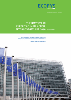 The nexT sTep in europe`s climaTe acTion: seTTing