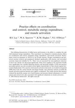 Practice effects on coordination and control, metabolic energy