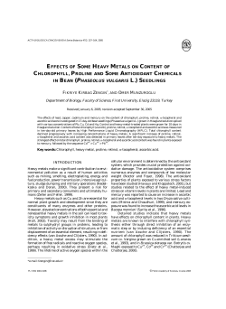 effects of some heavy metals on content of chlorophyll, proline and