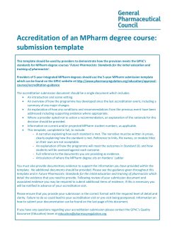 MPharm template submission - General Pharmaceutical Council