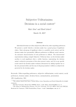 Subjective Utilitarianism: Decisions in a social context