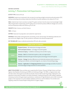 Activity 7: Photovoltaic Cell experiments