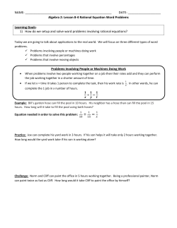 Lesson 8-4 Rational Equation Word