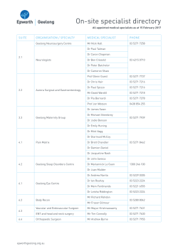 On-site Specialists - Epworth Geelong