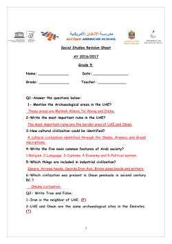 Social Studies Revision Sheet 7 /201 6201 YA 5 Grade Name: Date