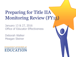 TIIA Monitoring Webinar - Massachusetts Department of Elementary