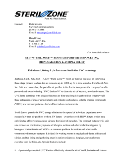 For immediate release - Steril-Aire