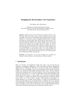 Designing for the Secondary User Experience.