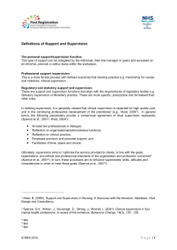 Definitions of Supervision - Post Registration Career Development