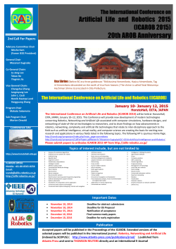 The International Conference on Artificial Life and Robotics 2015