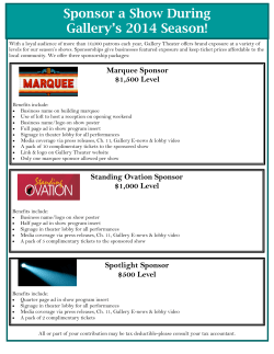 Sponsor a Show During Gallery`s 2014 Season!