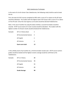 MCA Valedictorian Tie Breaker In the event of a tie for Senior Class