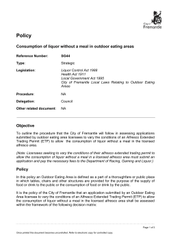 Consumption of liquor without a meal in outdoor eating areas