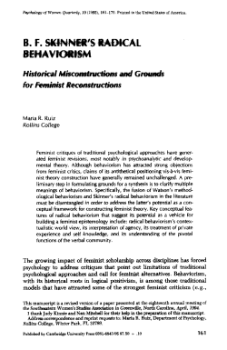 BF Skinner`s radical behaviorism.