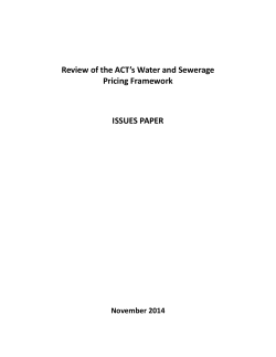 Review of the ACT`s Water and Sewerage Pricing Framework Issues