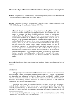 The Case for Hegel in International Relations Theory: Making War