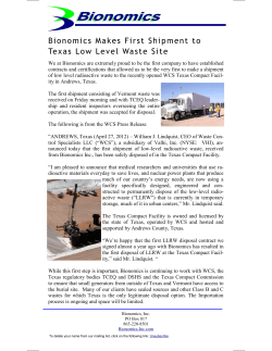 Bionomics Makes First Shipment to Texas Low Level