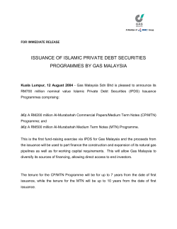 issuance of islamic private debt securities programmes by gas