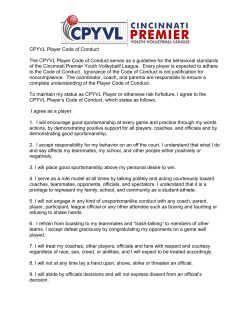 CPYVL Player Code of Conduct The CPYVL Player Code of