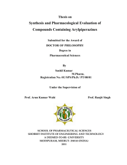 Synthesis and Pharmacological Evaluation of