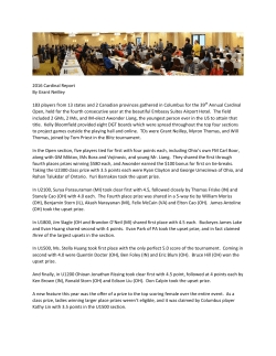 2016 Cardinal Report By Grant Neilley 183 players from 13 states