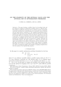 ON THE STABILITY OF THE OPTIMAL VALUE AND THE OPTIMAL