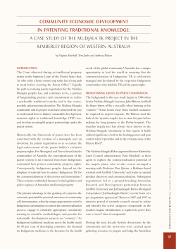 COMMUNITY ECONOMIC DEvELOPMENT IN PATENTINg
