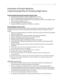 A Sportsmanship Plan for Northrop High School