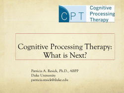Cognitive Processing Therapy: What is next?