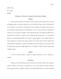Differences of Vitamin C in Oranges When Exposed to Sunlight