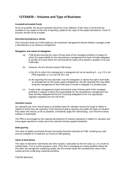 FSA038 &ndash; Volumes and Type of Business