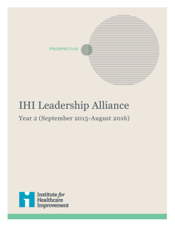 prospectus - Institute for Healthcare Improvement