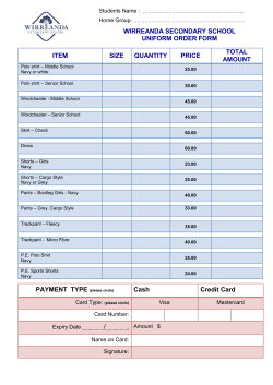 ITEM SIZE QUANTITY PRICE TOTAL AMOUNT Cash Credit Card