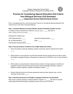 Process for Considering Special Education Exit Criteria from