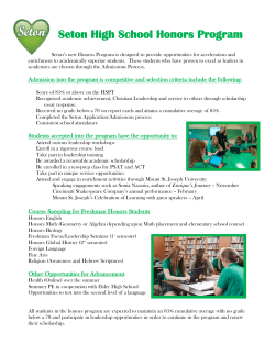 Seton High School Honors Program