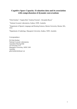 Cognitive Spare Capacity - National Acoustic Laboratories